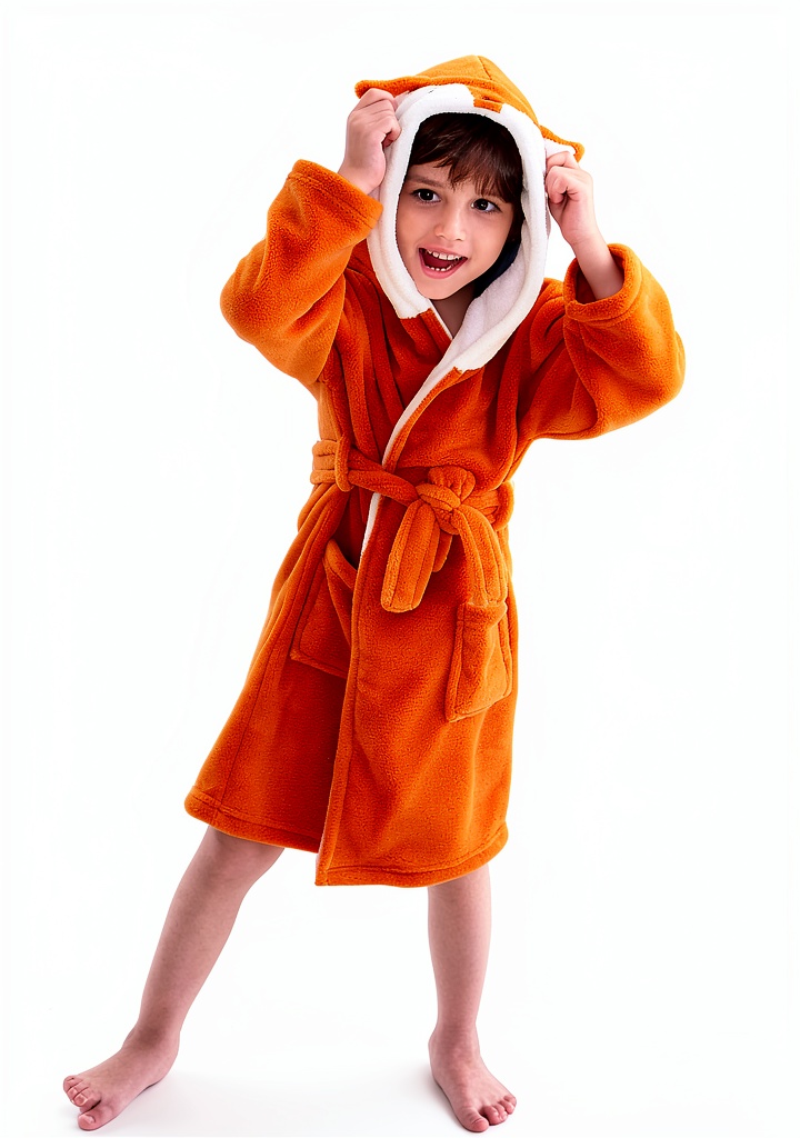 AIMAX Baby Hooded Robe being worn by a toddler after a bath