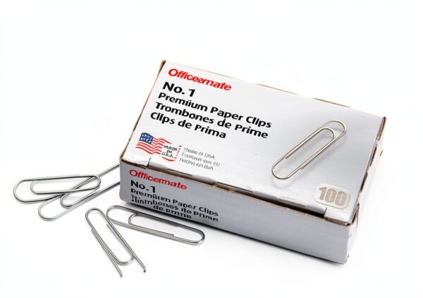 Officemate Steel Paper Clips Silver No 1 10 Pack-3