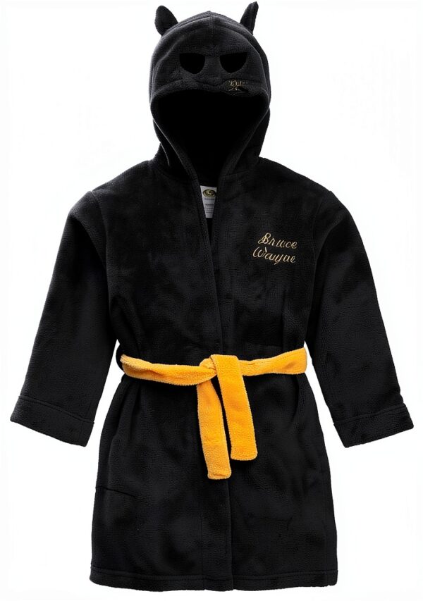 Komar Kids Robe Black Yellow Tie Closure Machine Wash-2