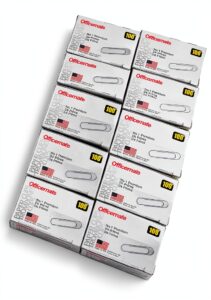 Officemate Steel Paper Clips Silver No 1 10 Pack-0