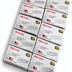Officemate Steel Paper Clips Silver No 1 10 Pack-0