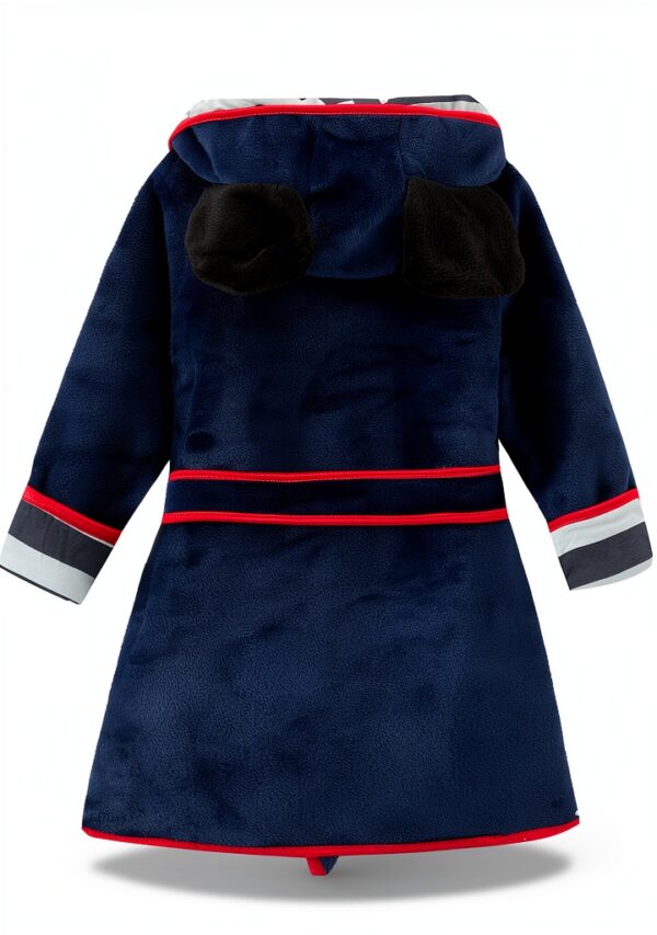 Unisex Baby Flannel Robe Hooded Ears Machine Washable Blue-1