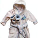 Spasilk Baby Boys Hooded Terry Robe Gingham Trim-0