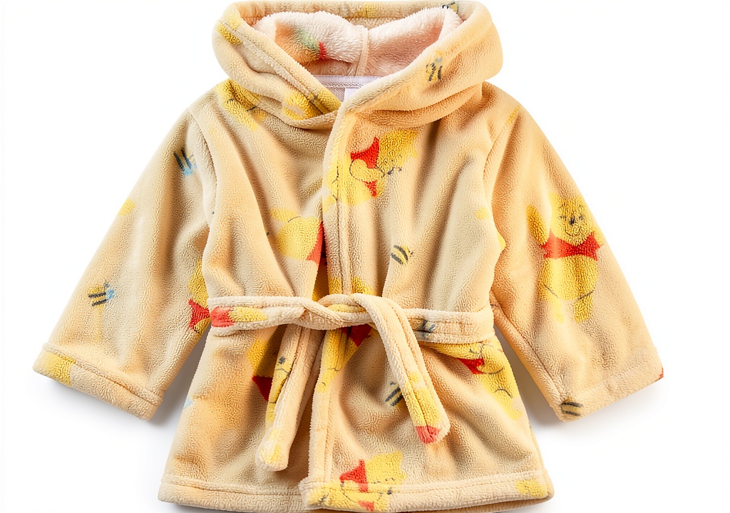 Cudlie baby robe set in Winnie the Pooh Bee Happy color on a baby