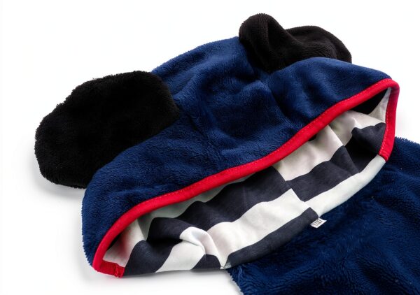 Unisex Baby Flannel Robe Hooded Ears Machine Washable Blue-3