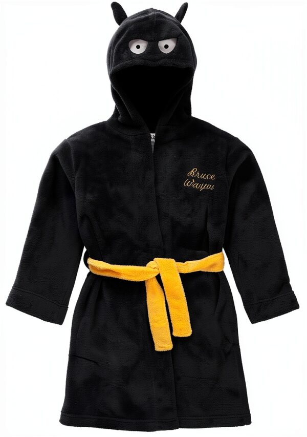 Komar Kids Robe Black Yellow Tie Closure Machine Wash-0