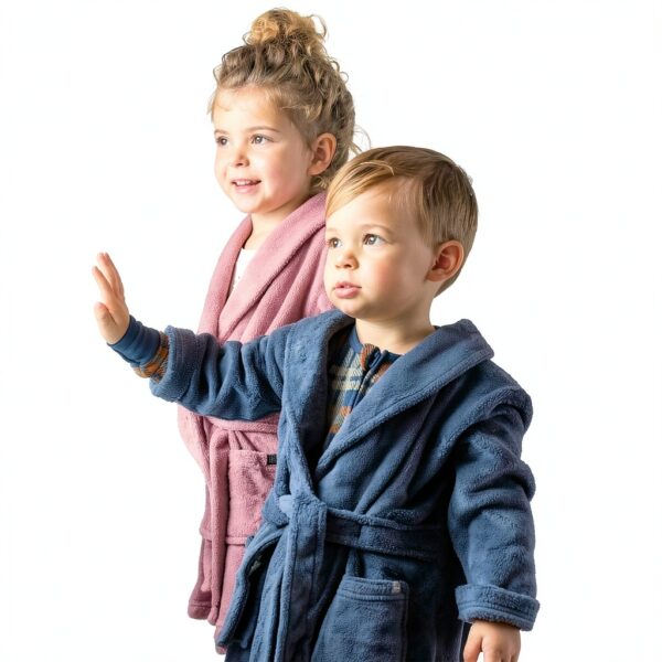 Womens Bath Robe Modern Moments Soft Plush Navy Rose Beige-3