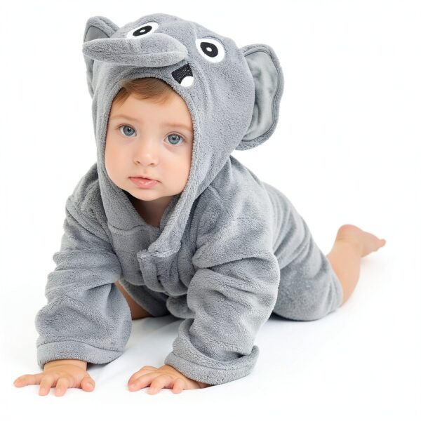 Renxian Baby Plush Robe Soft Coral Fleece Unisex Newborn-4