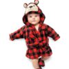 GNXD41 Baby Robe Set Unisex Plush Hooded Towel Slippers-2