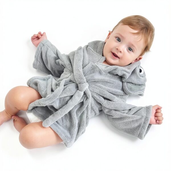 Renxian Baby Plush Robe Soft Coral Fleece Unisex Newborn-6