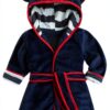 Unisex Baby Flannel Robe Hooded Ears Machine Washable Blue-0