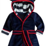 Unisex Baby Flannel Robe Hooded Ears Machine Washable Blue-0
