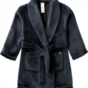 Womens Bath Robe Modern Moments Soft Plush Navy Rose Beige-0