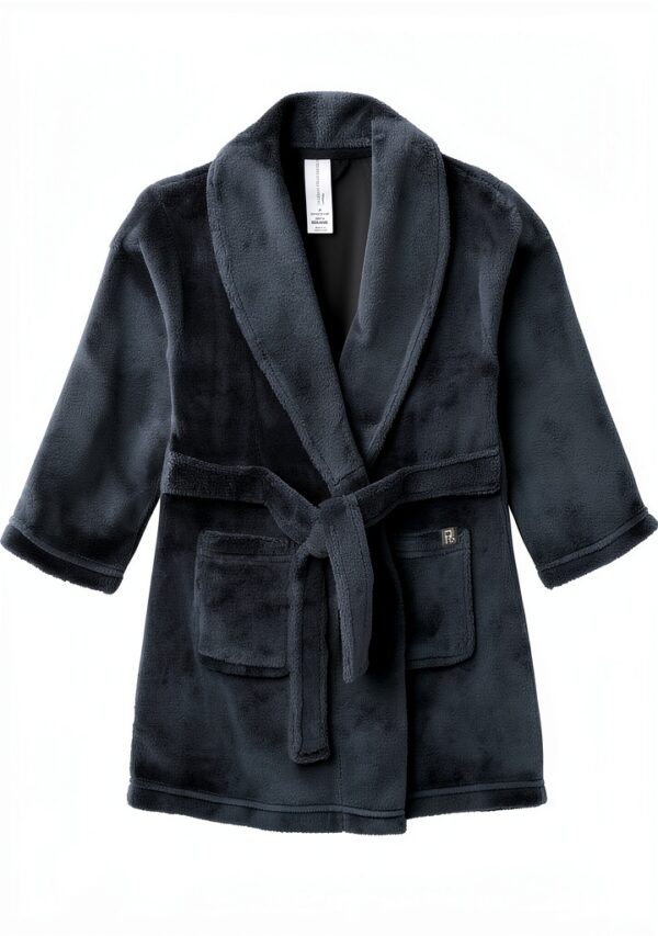 Womens Bath Robe Modern Moments Soft Plush Navy Rose Beige-0