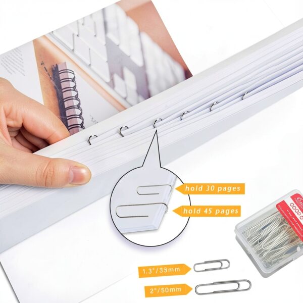 Aksiko Paper Clips Steel Nickel Coated Office School Home-4