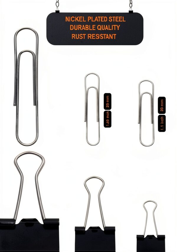 Luxurecourt Paper Clips Binder Clips Metal Silver Assorted-3